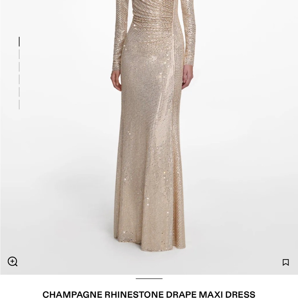 SELF PORTRAIT CHAMPAGNE RHINESTONE DRAPE MAXI DRESS SIZE US4. UK8. - Picture 4 of 11